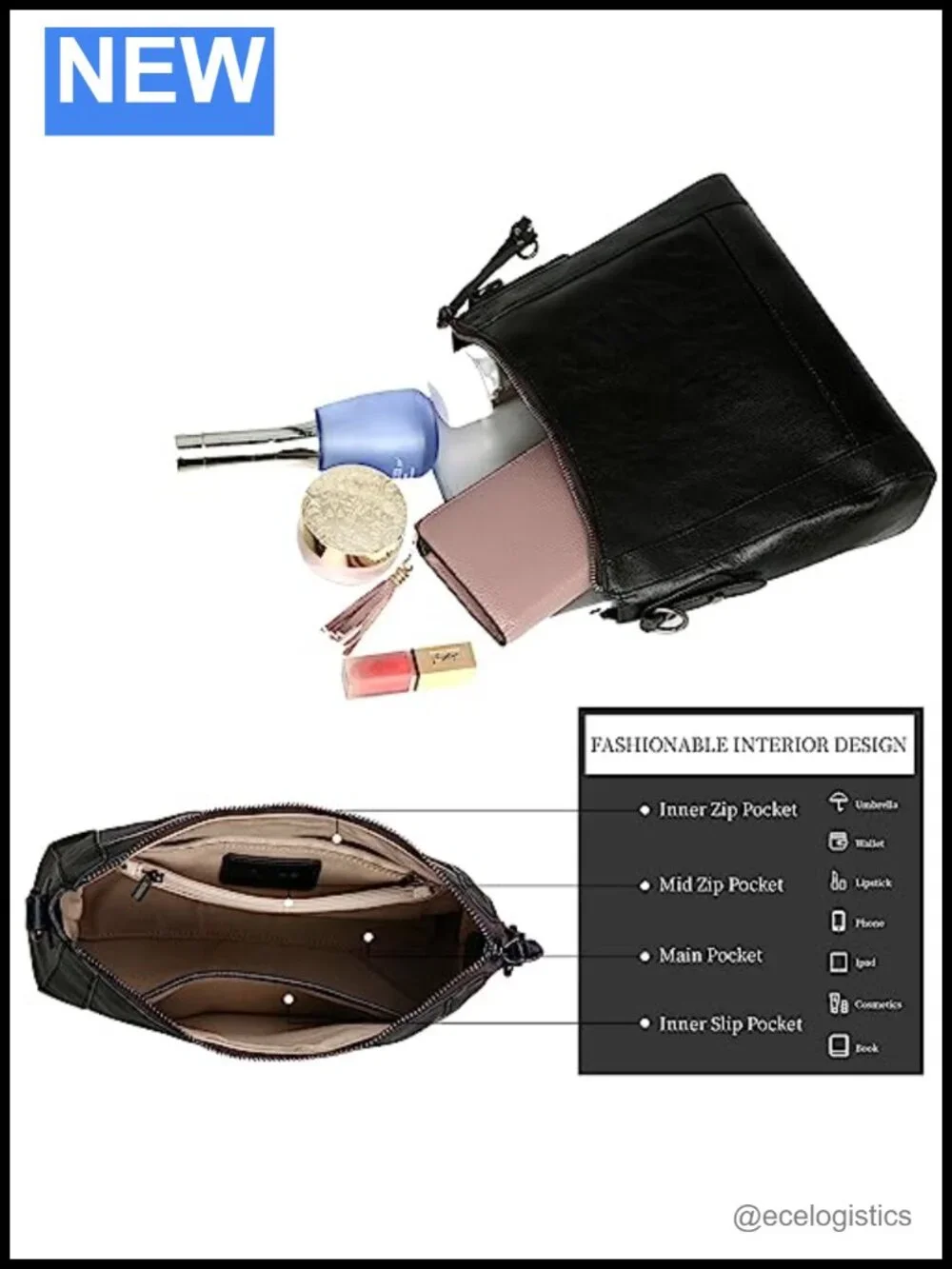 Genuine Leather Crossbody Bag Women Purse Handbag with Adjustable Straps